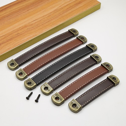 Leather handle with screws - leather,