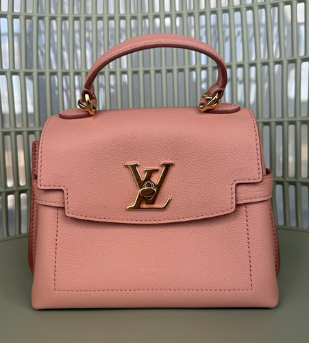 Pink leather top - handle, bag