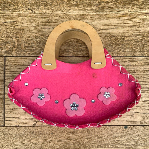 Pink felt floral beaded - pink,